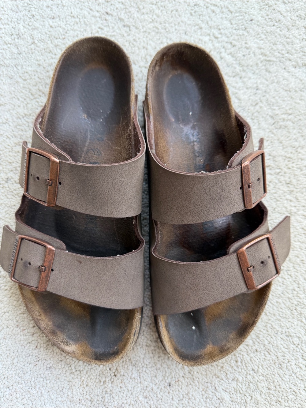 Birkenstock Brown Double-Buckle Slide Sandals
